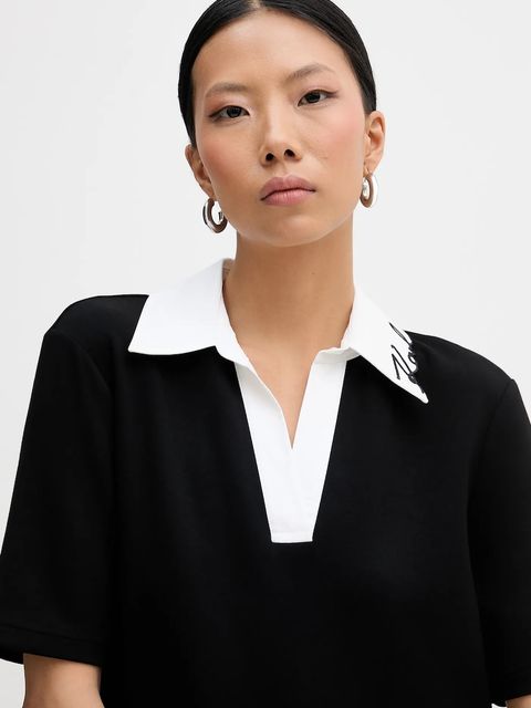 Karl Lagerfeld sukienka SIGNATURE kolor czarny mini prosta B1W13029