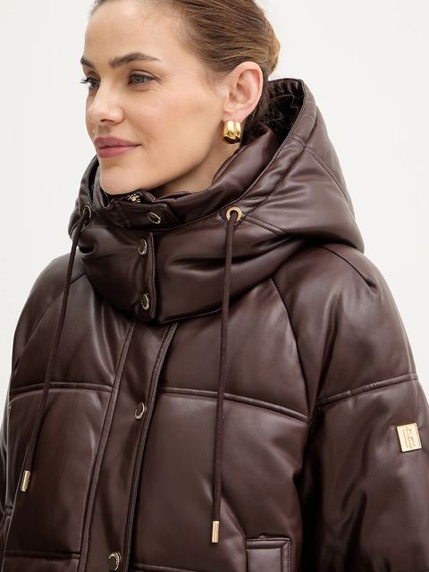 Fracomina kurtka kolor brązowy zimowa oversize FS25WC3002P41101