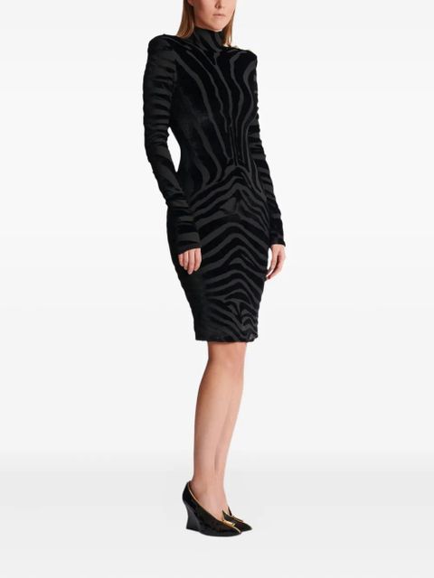 Balmain zebra-print midi dress - Black