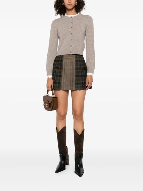 SANDRO pleated belted check skirt - Blue