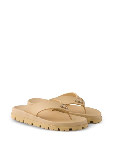 Prada logo-plaque flip flops - Neutrals