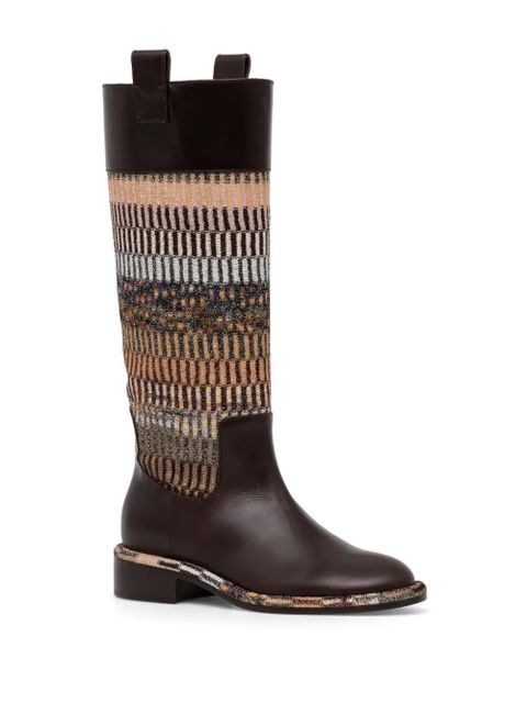 Missoni panelled knee-high boots - Brown