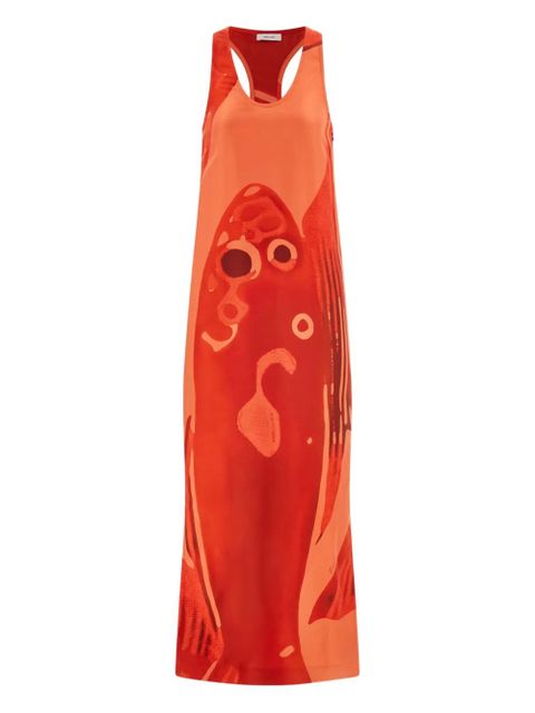 Ferragamo carp-motif silk maxi dress - Red - zdjęcie produktu nr 1
