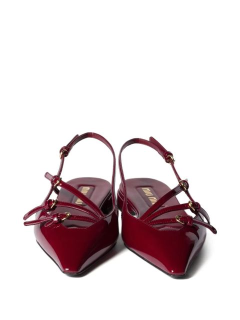 Miu Miu patent-leather slingback flat pumps - Red