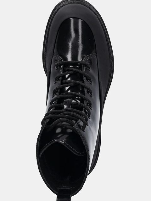 Ecco botki skórzane Grainer Dress kolor czarny na płaskim obcasie 214853-01001