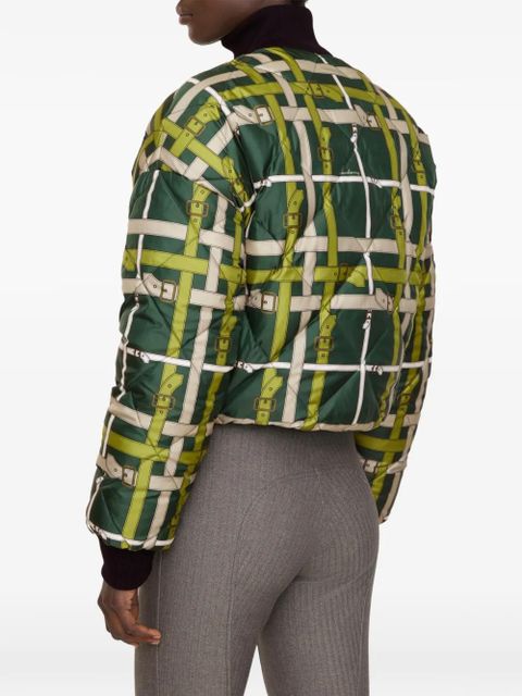 Burberry cropped reversible belt check nylon jacket - Green