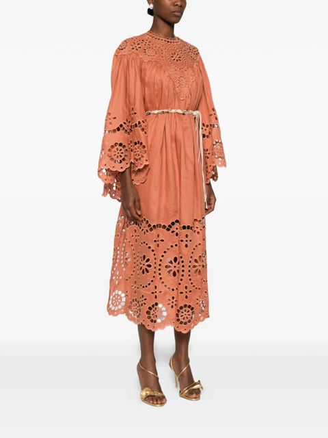 ZIMMERMANN Awaken embroidered midi dress - Orange