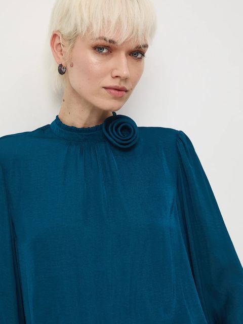 Medicine bluzka damska kolor turkusowy gładka