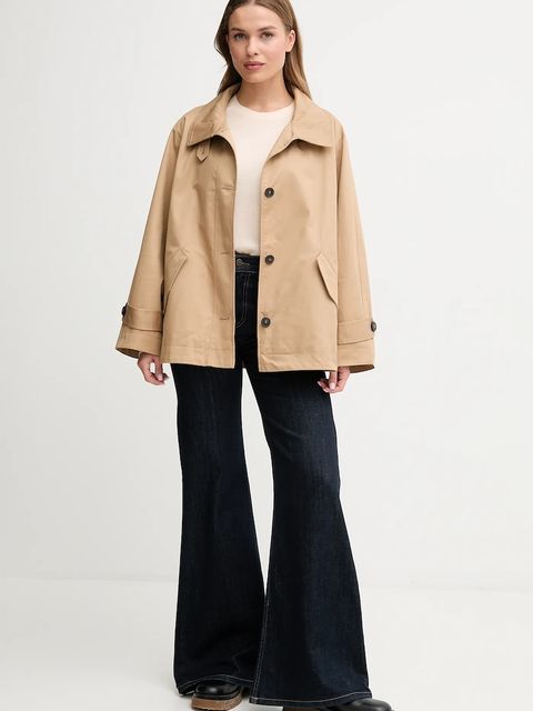 United Colors of Benetton kurtka bawełniana kolor beżowy przejściowa oversize 2QJYDN07Y