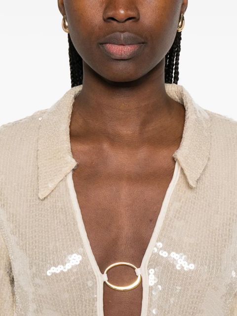 Oséree sequin-embellished ring-detail mini dress - Neutrals