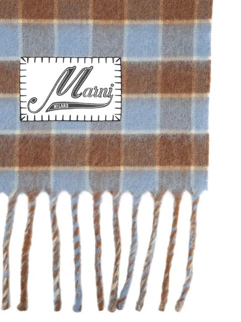 Marni plaid-pattern fringed scarf - Brown - zdjęcie produktu nr 2