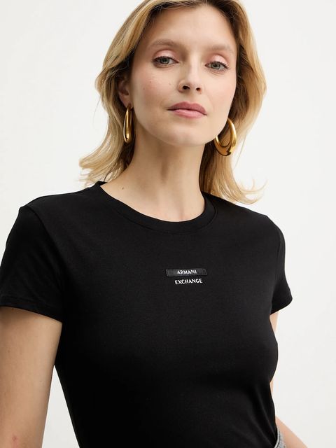 Armani Exchange t-shirt bawełniany damski kolor czarny XW001369 AF10356