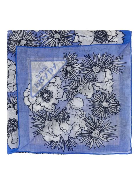 Prada floral-print cotton scarf - Blue - zdjęcie produktu nr 1