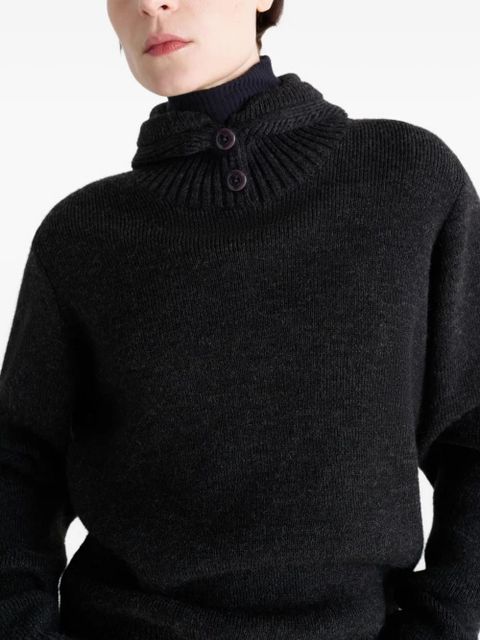 LEMAIRE buttoned hooded sweater - Black