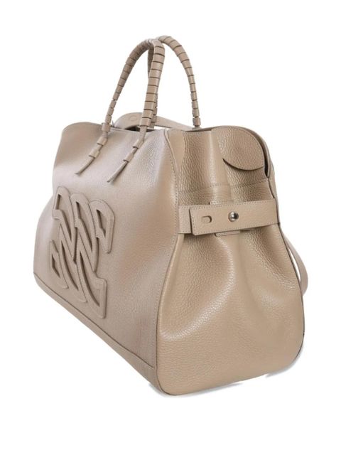 Casadei double C embossed leather tote bag - Brown