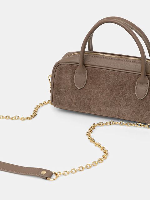 Answear.LAB torebka zamszowa kolor beżowy