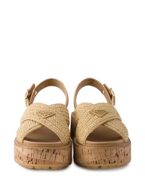 Prada crochet-strap sandals - Neutrals