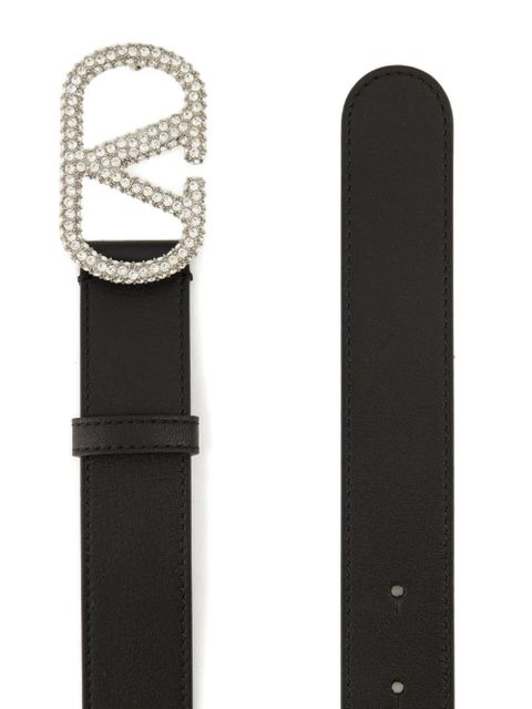 Valentino Garavani VLogo Signature crystal-embellished belt - Black