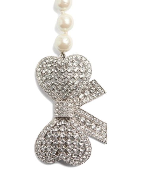 Valentino Garavani Trop Chou necklace in metal, baroque glass beads, and Swarovski® crystals - Silver