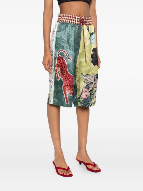 ALEMAIS Rochester animal-print drawstring shorts - Green