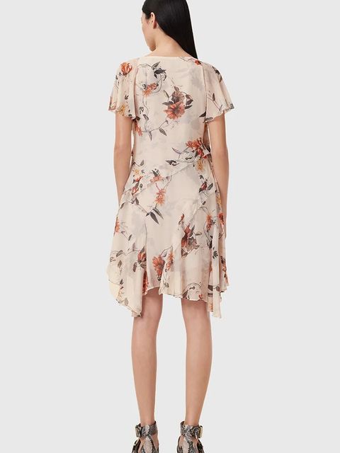 AllSaints sukienka z domieszką jedwabiu DARMA