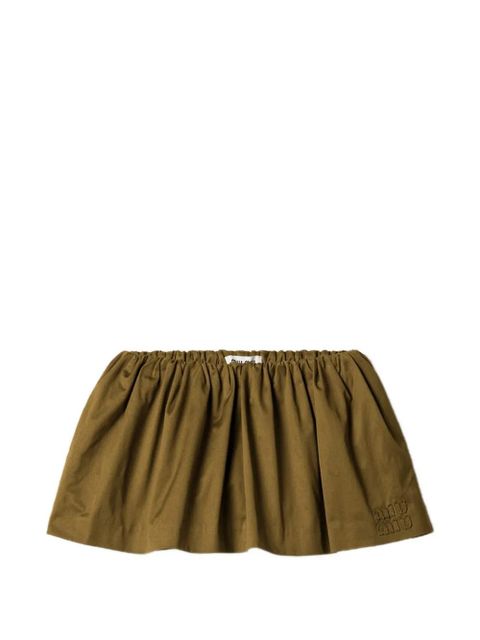Miu Miu logo-detail flared mini skirt - Green - zdjęcie produktu nr 1