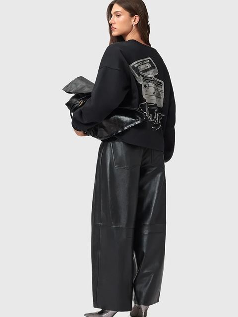 AllSaints bluza bawełniana REEL damska kolor czarny wzorzysta W020JD