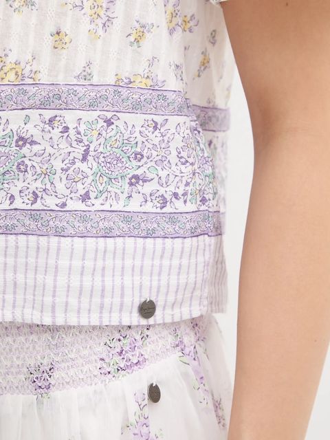 Pepe Jeans bluzka bawełniana damska kolor beżowy wzorzysta PL305106