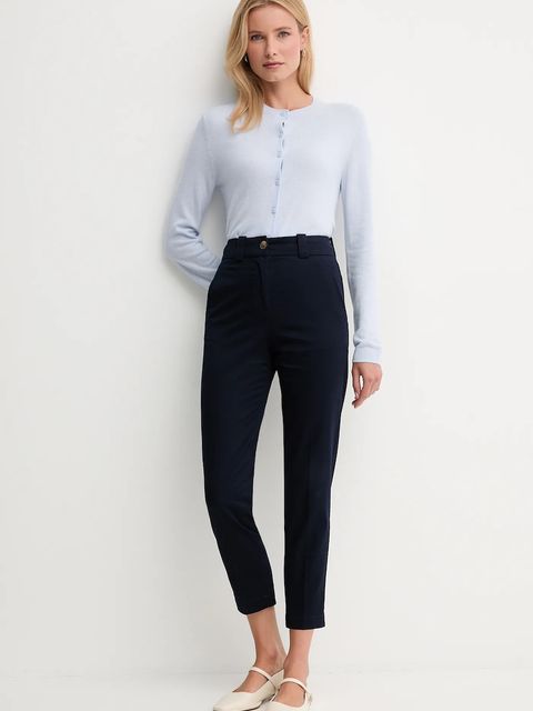 United Colors of Benetton spodnie damskie kolor granatowy dopasowane high waist 4FRXDF096