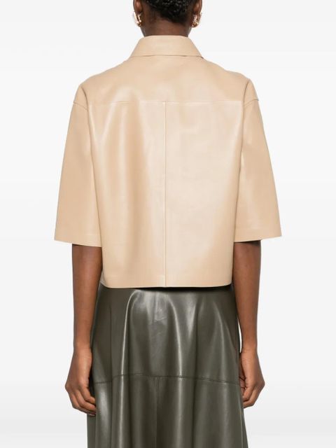 Max Mara Arcella cropped leather jacket - Neutrals
