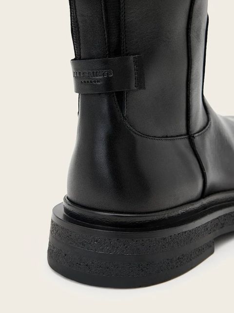 AllSaints kozaki skórzane Escher Rider Boot damskie kolor czarny na płaskim obcasie W083FD - zdjęcie produktu nr 2