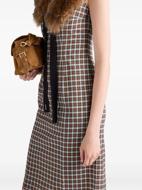 Prada checked-pattern midi dress - Brown