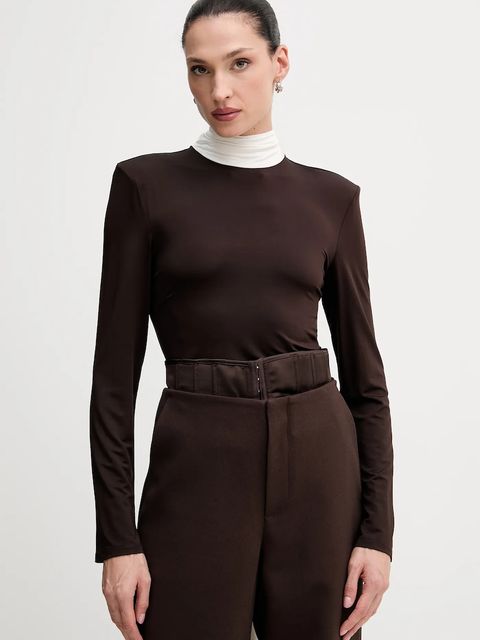 Rotate bluzka damska kolor brązowy gładka 1149673065