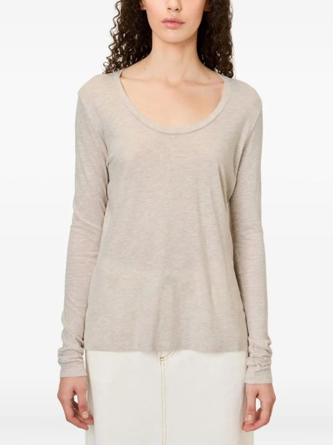 American Vintage Jacksonville long-sleeved scoop-neck T-shirt - Neutrals