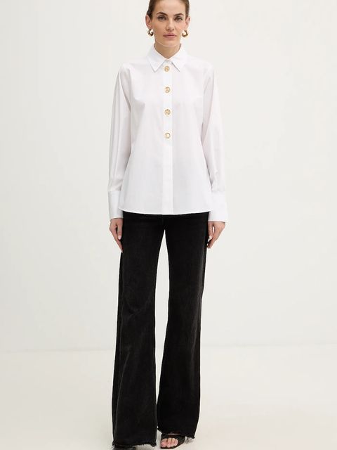 Karl Lagerfeld koszula bawełniana damska kolor biały regular z kołnierzykiem klasycznym B1W11012