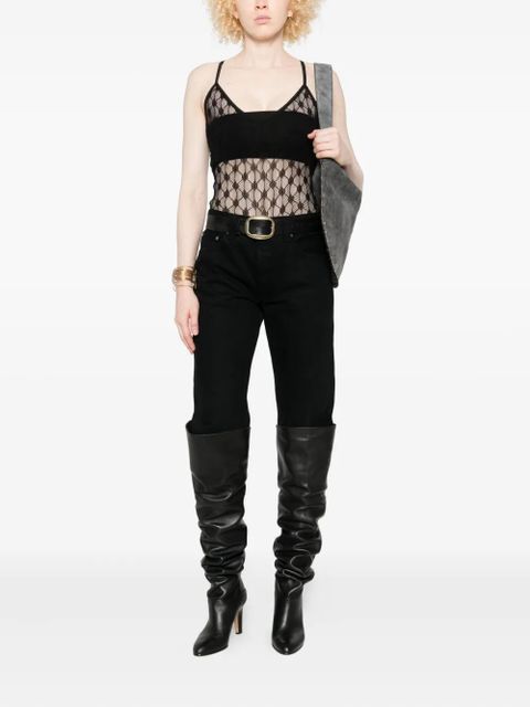 ISABEL MARANT geometric-pattern lace bodysuit - Black