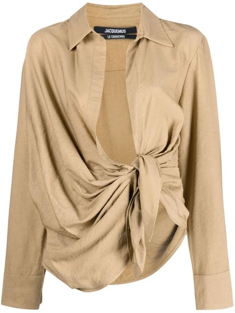 Jacquemus La Chemise Bahia draped shirt - Neutrals - zdjęcie produktu nr 1