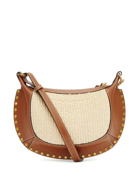 ISABEL MARANT Oskan Moon raffia studded shoulder bag - Brown