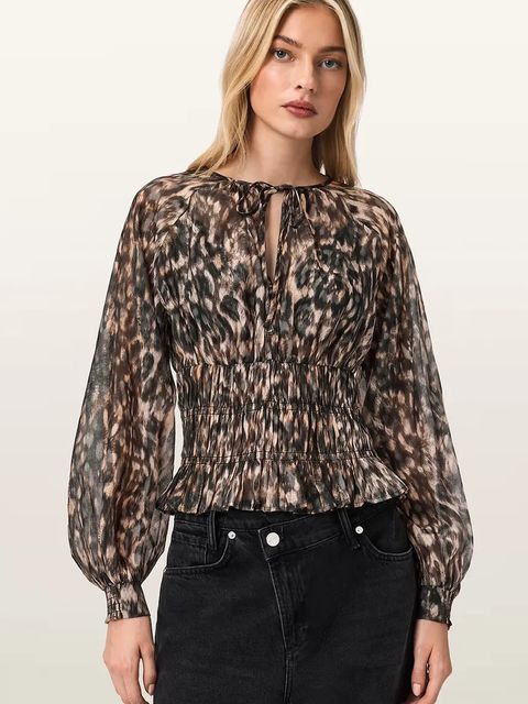 AllSaints bluzka z dodatkiem jedwabiu CERN