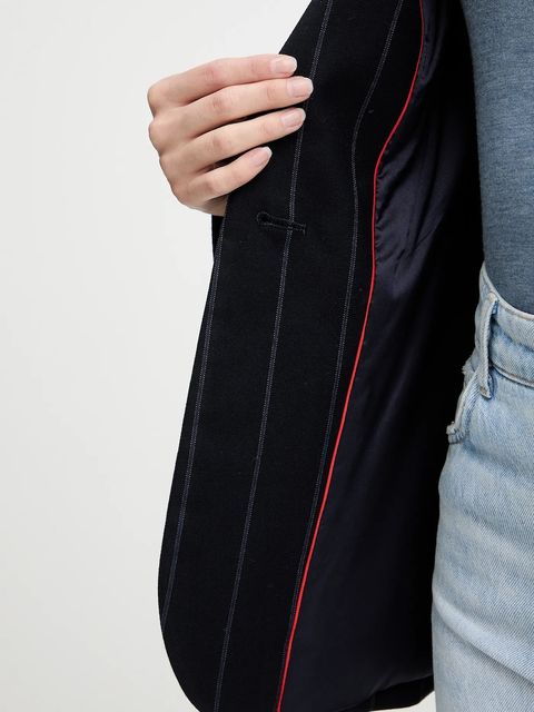 MAX&Co. marynarka kolor granatowy jednorzędowa wzorzysta 2526046033200