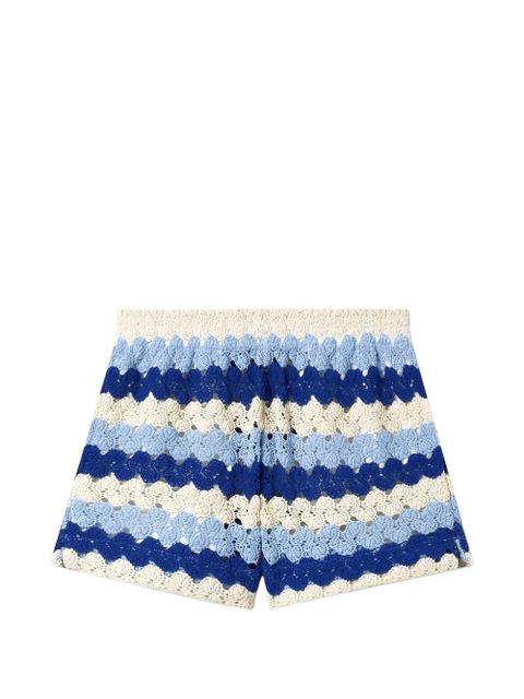 MC2 Saint Barth striped crochet-knit shorts - Blue