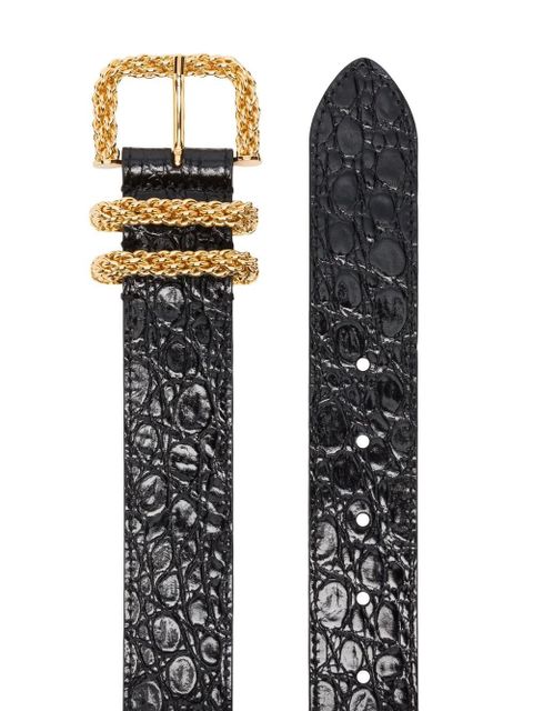 BY FAR Katina crocodile-effect belt - Black