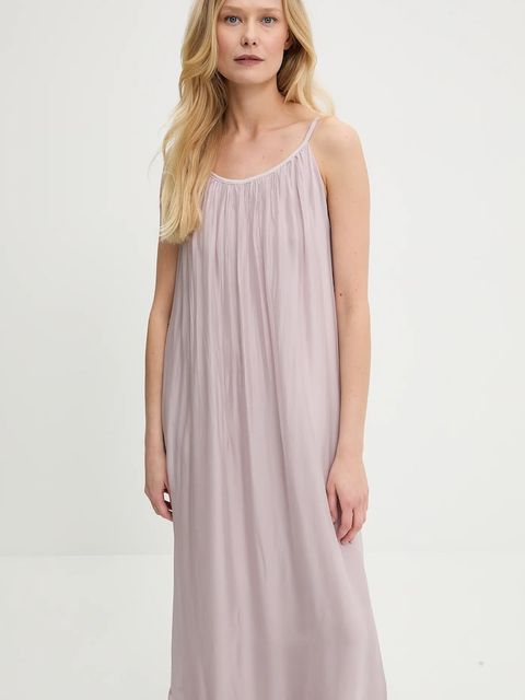 Answear.LAB sukienka z jedwabiem kolor fioletowy maxi rozkloszowana