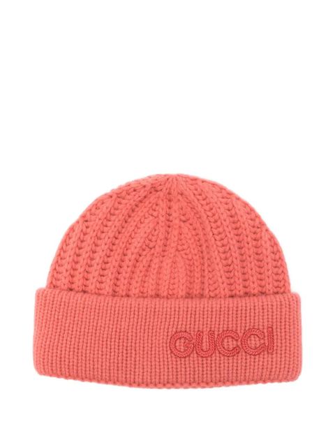 Gucci logo-embroidery beanie hat - Orange - zdjęcie produktu nr 1