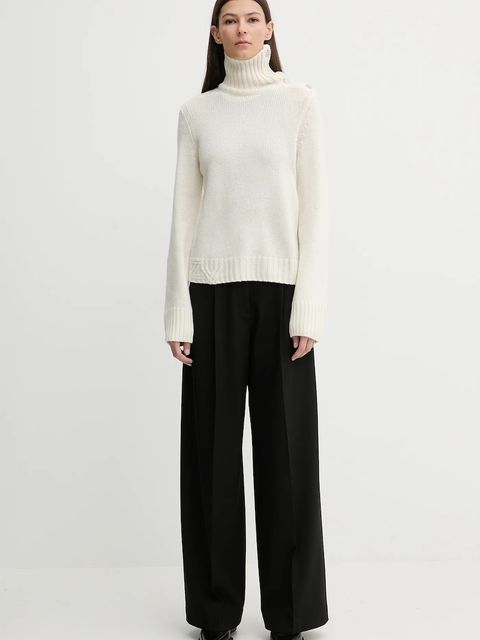 ZADIG&VOLTAIRE sweter kaszmirowy damski kolor beżowy z golfem KWSW02923 - zdjęcie produktu nr 2