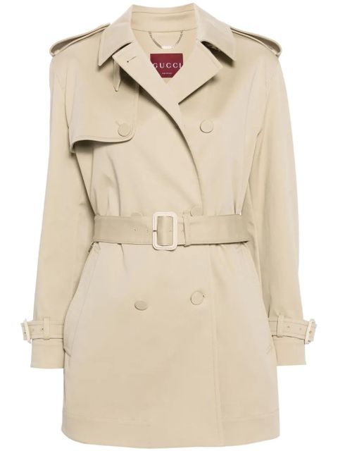 Gucci double-breasted belted trench coat - Neutrals