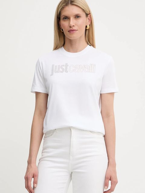 Just Cavalli t-shirt bawełniany damski kolor biały 79PAHE23 CJ110 - zdjęcie produktu nr 1