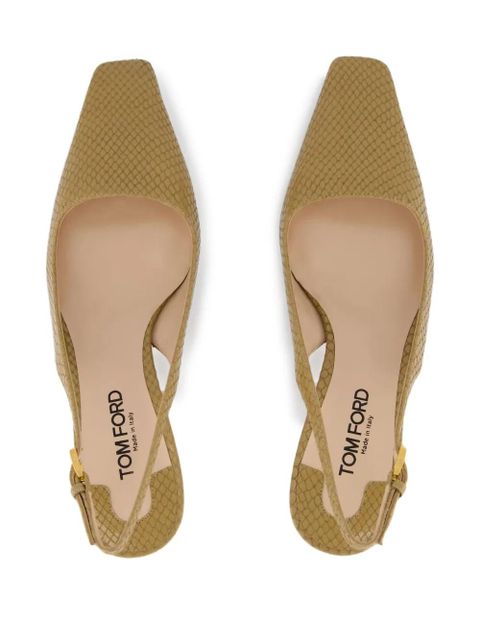 TOM FORD snake-embossed slingback pumps - Neutrals