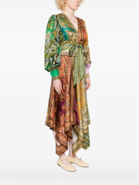 ALEMAIS paisley-print tie-front top - Green - zdjęcie produktu nr 2