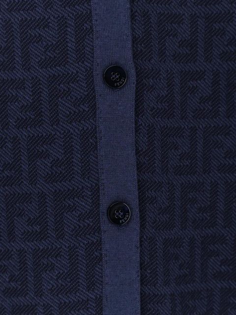 FENDI FF-pattern buttoned cardigan - Blue